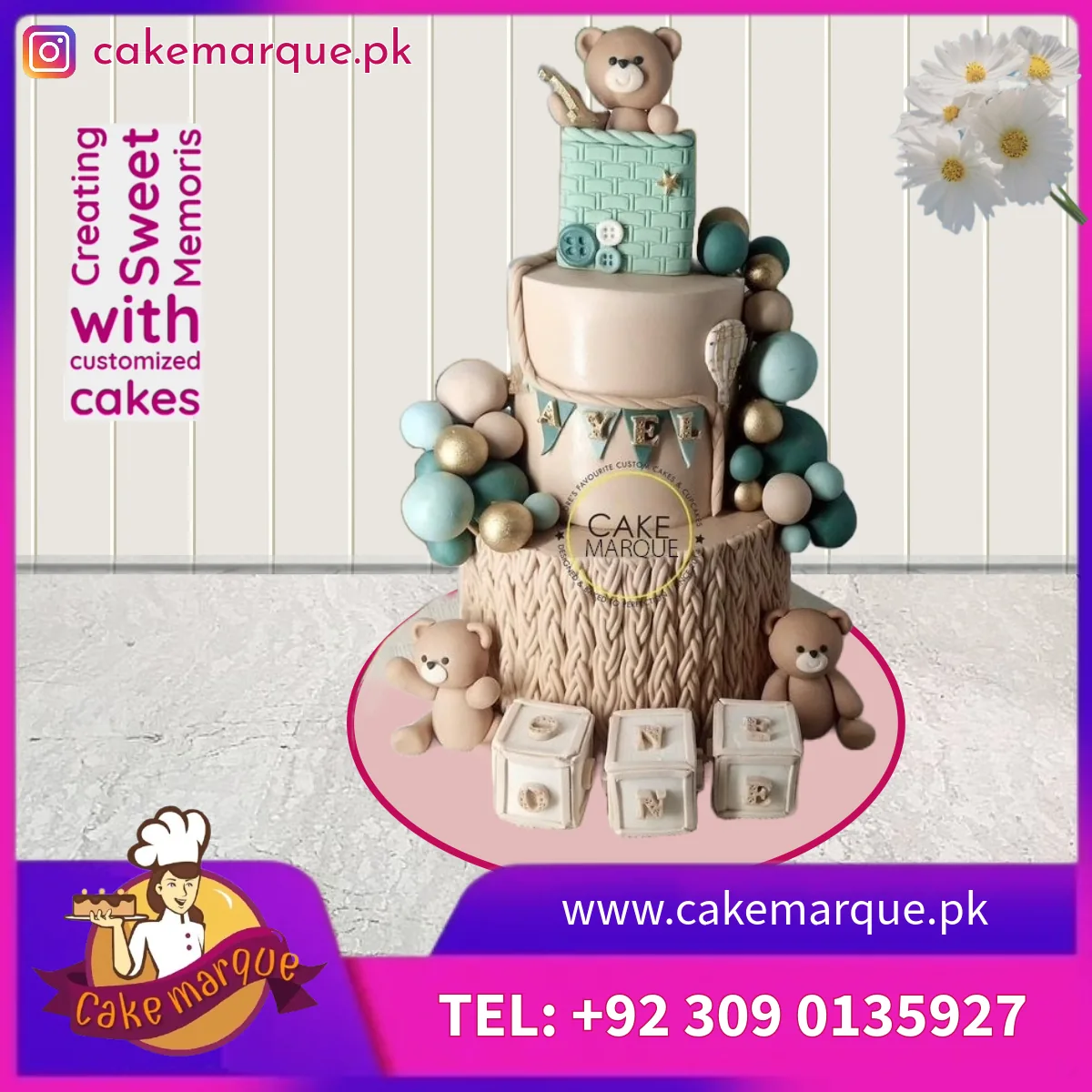 Fondant theme birthday cake Lahore